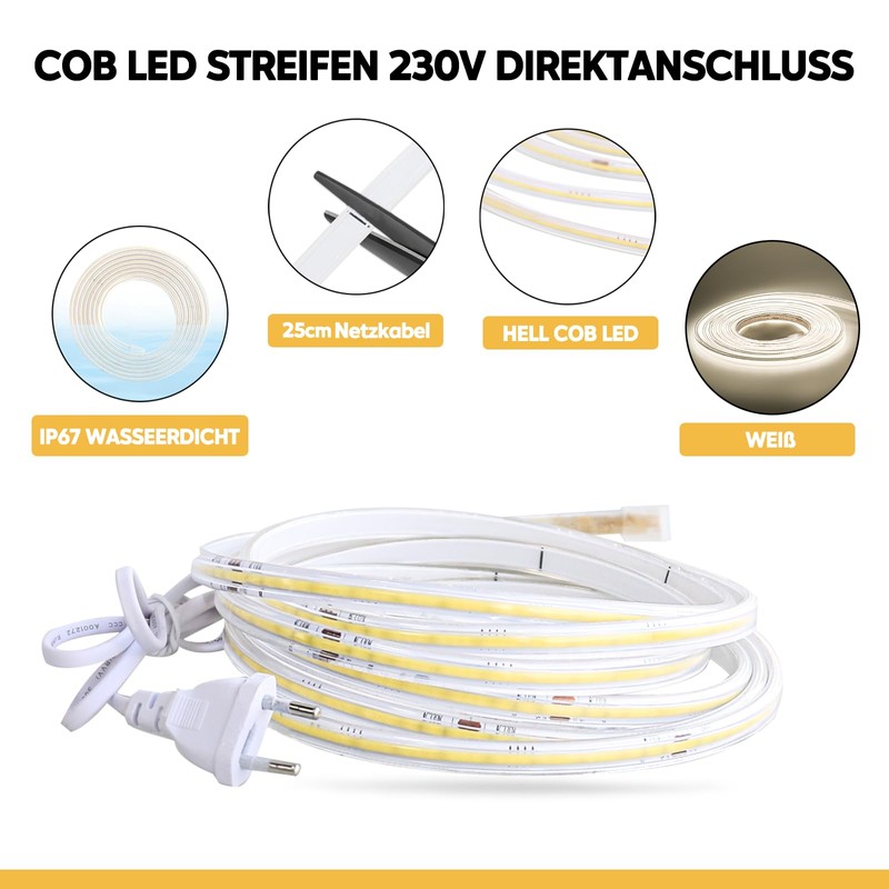 pcning 230 Volt LED COB Strip 1 m 4000 K