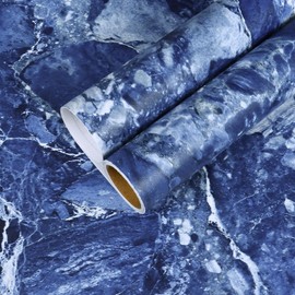 CHIHUT Extra Wide Marble Contact Paper 30"x118" Royal Blue Marble Peel and Stick Wallpaper Waterproof Oil Resistant Removable Wallpaper for Kitchen Bathroom Countertop Vinyl Wrap for Cabinets Walls