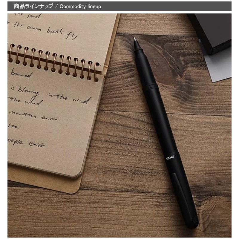 OHTO CR01 Ceramic Roller Pen, Matte Black, Black Ink