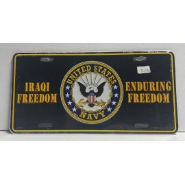 EEInc United States Navy Iraqi Freedom Enduring Freedom Black Embossed License Plate-C