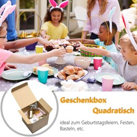 16 Brown Kraft Paper Gift Boxes, 10 x 10 x 10 cm, Small Cardboard Boxes, Cardboard Boxes with Lid, Gift Boxes Square for Gifts, Party, Wedding, Birthday