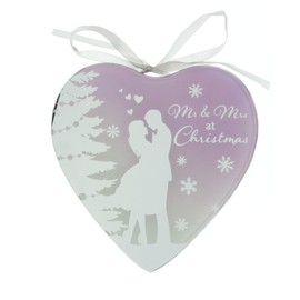 Mr and Mrs at Christmas Reflection of the Heart Hanging Heart Christmas Plaque Decoration