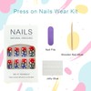 Independence Day Press on Nails Medium Square Red Blue Gradient