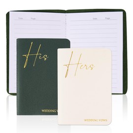 Jasenna 2 Pcs Wedding Vow Books His and Hers,Wedding Vows Journal Wedding Day Officiant Book 5.9 x 3.9 Inch,Wedding Gifts 12 Pages/Pcs(2-Green White)