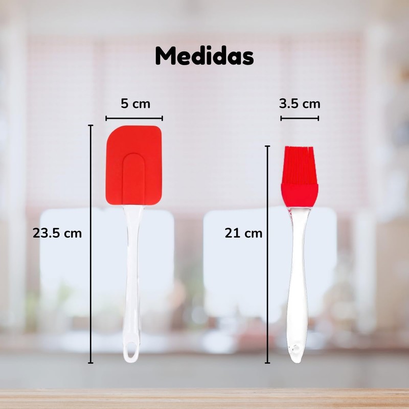 Dúo espatula miserable brocha silicona cocina repostería, resistente al calor,