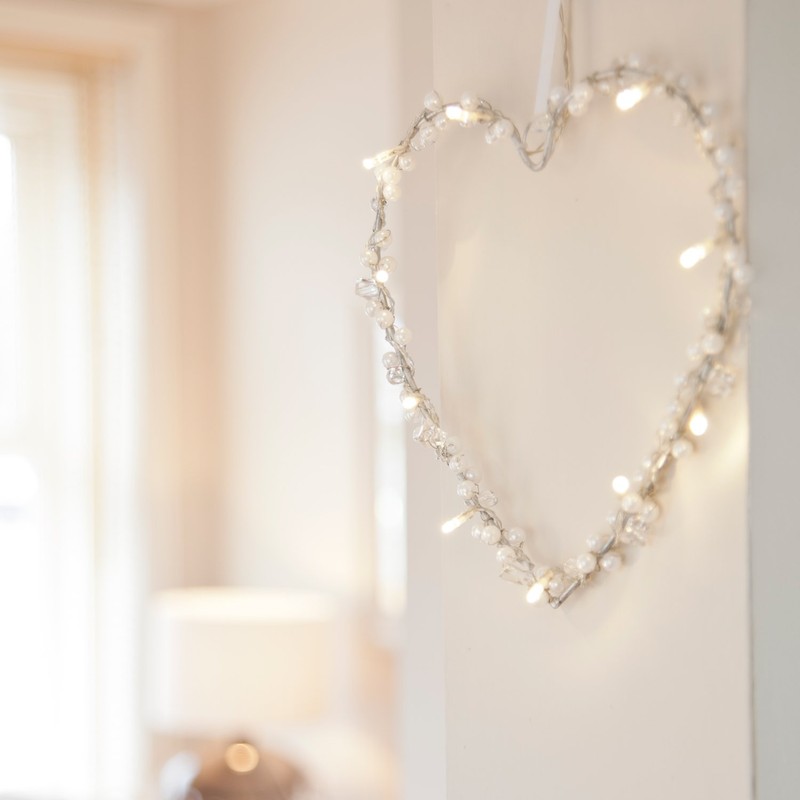 Lights4fun 10er LED Lichterherz LED Herz warmweiß batteriebetrieben Herz Deko