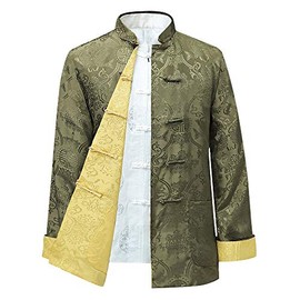 Bozevon Men/Women Chinese Tang Suit Tops - Both Sides Coating Jacket Long Sleeve Martial Arts Kung Fu Shirts Chinese Tang National Costumes -
