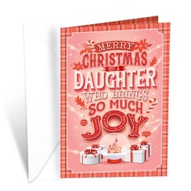 Prime Greetings Christmas Card For Daughter, Made in America, Eco-Friendly, Thick Card Stock with Premium Envelope 5in x 7.75in, Packaged in Protective Mailer