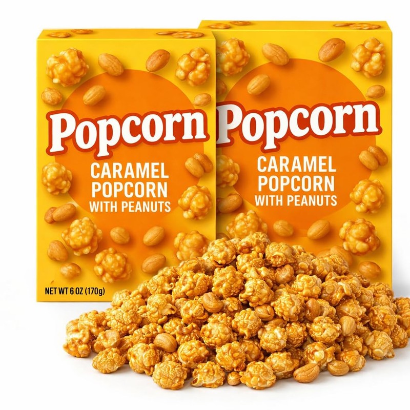 Popcorn Popped Caramel Popcorn with Peanuts 2 Pack (6 oz