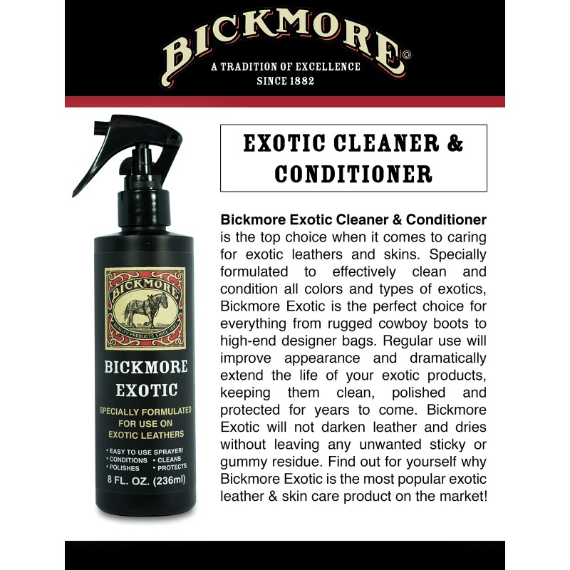 Bickmore Exotic Leather Spray 8 oz Clean Condition Protect Reptile