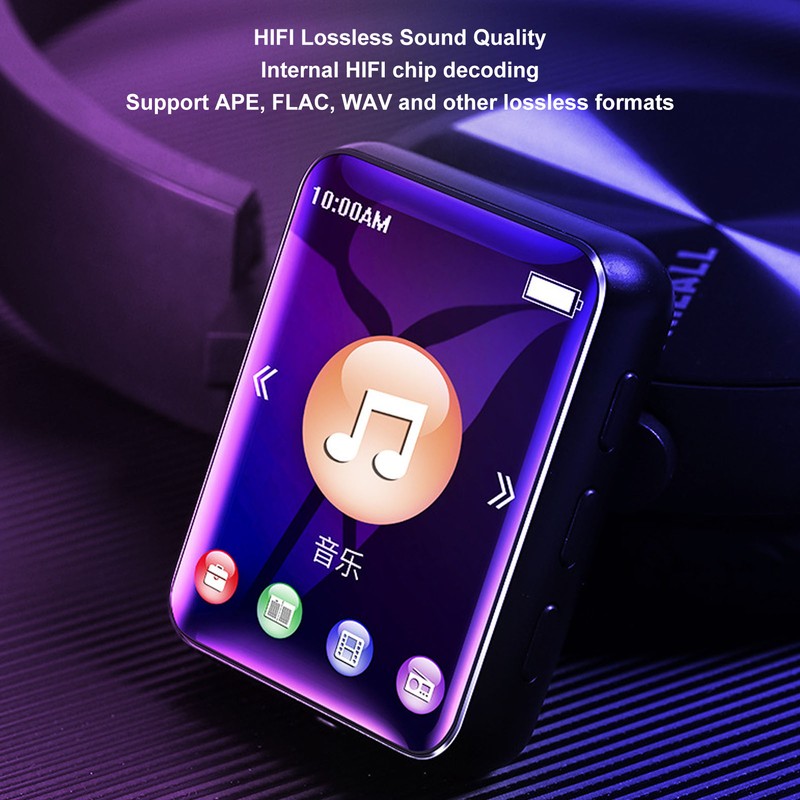 MP3 Bluetooth Player HiFi Lossless 1.8 Inch Touch Screen Support