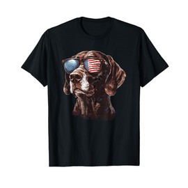 Patriotic GSP USA Flag Sunglasses Dog Lover 4th Of July T-Shirt