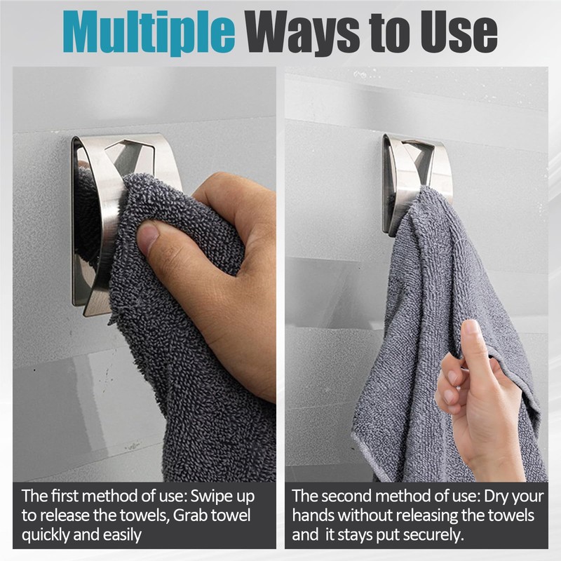 Happyiren 3 Pack Stainless Steel Kitchen Towel Hooks for Shower