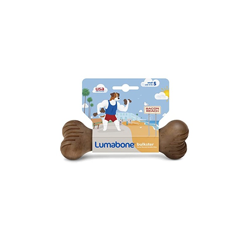 Lumabone Bulkster - Juguete masticable duradero para masticadores agresivos, tocino
