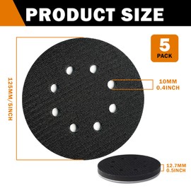 Pack of 5 Velcro Sanding Discs 125 mm, Accessories for Random Orbital Sanders, Sponge Sanding Soft Pad, Interface Cushion Pad, Special Replacement Pads for Sanders (8 Holes)
