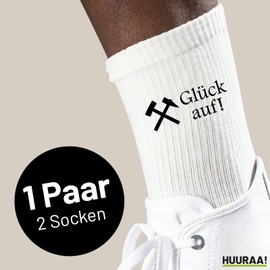 Huuraa Unisex Tennissocken Glück auf! Ruhrpott Geschenk Größe 42/46 White Glück auf! Präsent
