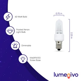 lumenivo Replacement for Bulbrite KX60FR/E12 Candelabra Screw Base (E12) 60 Watt, Frost, 120 Volt Xenon E12 Krypton Light Bulb - Frosted Candelabra Light Bulbs - 1 Pack