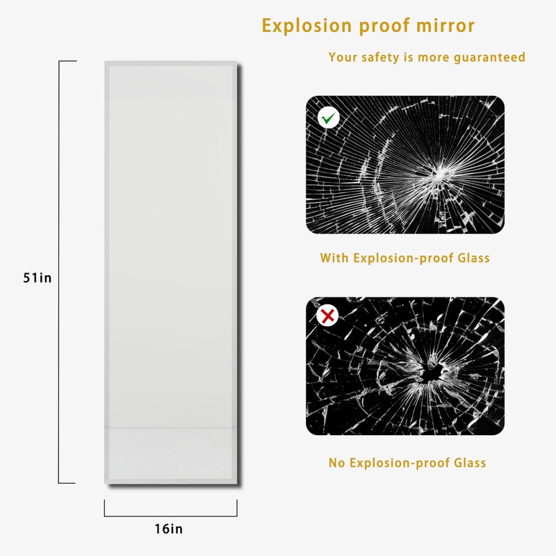 YUNSHANGGE Full Length Mirror Door Hanging, 51X16 Full Length Hanging,Beveled