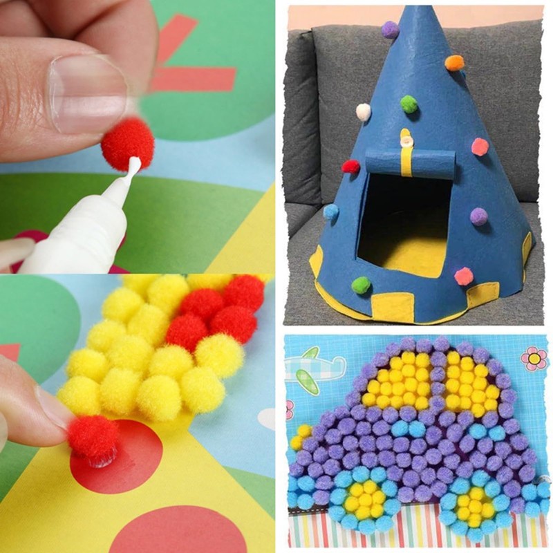 1000 x Pompoms for Crafts, 6 mm, Colourful Craft Pompoms,