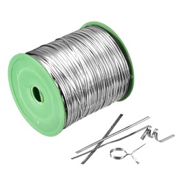 sourcing map 350 Yard Metallic Twist Ties Decorative Ties Cable Ties Reusable for Bread Candy Bag Gift Wrapping Parties Decoration Bakery Bags, Silver