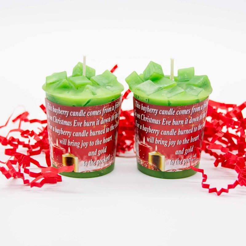 Handmade Votive Candles with Lucky Bayberry Poem Set of 6