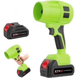 SeptSun Cordless Leaf Blower Violent TurboFan,BrushlessPure Copper Motor Jet Fan With Battery,CordlessTurbo Super Power Air Duster, Handheld PowerfulDryer for Car,Car Drying after Wash, SnowRemoval Portable Handle:_700G-Wind Thrust：Green (Ten Batteries*1)