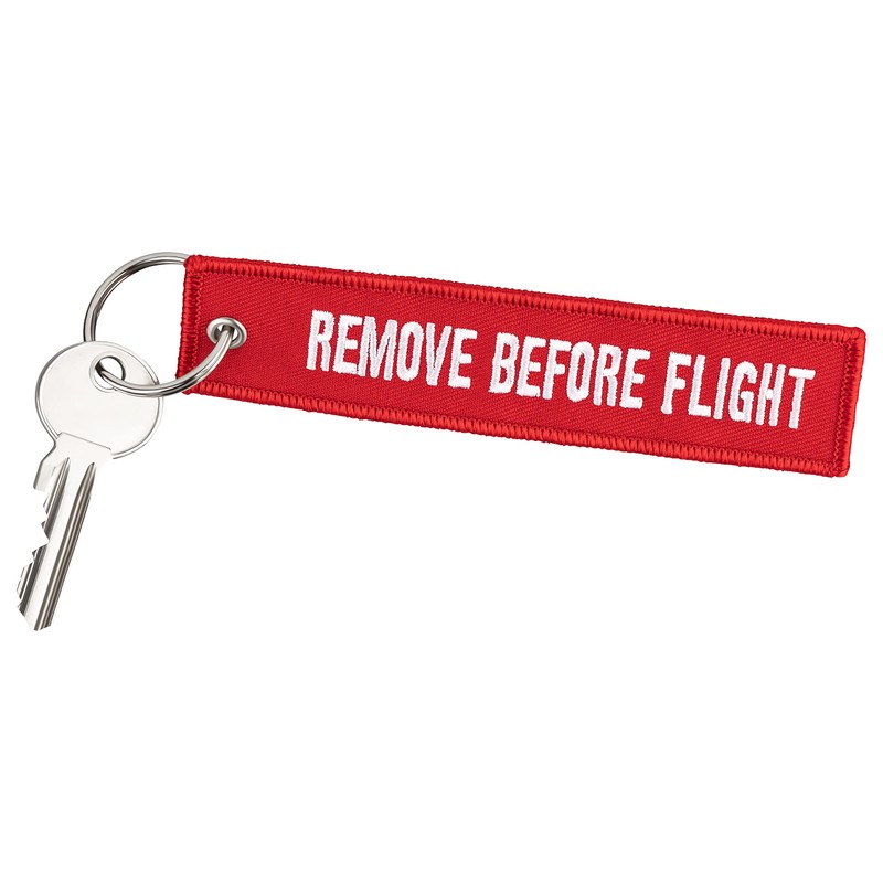 REMOVE BEFORE FLIGHT Keyring, Red / Pack of 5