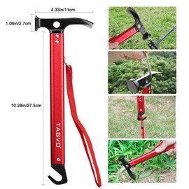TAGVO Camping Hammer, Multifunctional Outdoor Camping Mallet Aluminium Tent Hammer with Tent Stake Remover