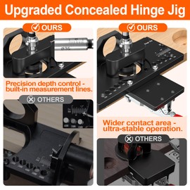 M-T Concealed Hinge Jig, 35mm Metal Cabinet door Hinge Jig Hole Drilling with Quick Clamp and Dust Vacuum Adapter for Woodworking Cabinet Door Hinges Mounting Tool Hardware