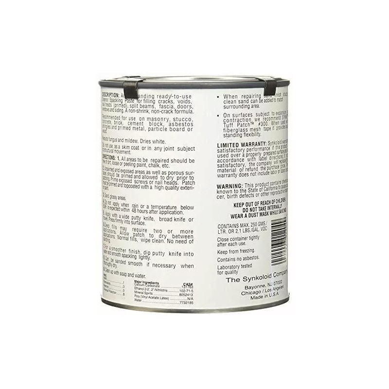 SYNKOLOID SYNKO Exterior Spackling Paste Spackle Repairs Wood, Masonry, Stucco