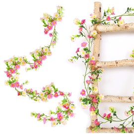 XoeLLe Artificial Daisy Flower Garland, Artificial Flowers Hanging Daisy Garland with Green Leaves, 2.1 m Artificial Flowers Silk Flowers Decoration, for Home Garden, Wedding Decorations, Party