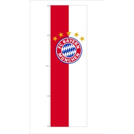 FC Bayern Hoisting Flag XL Flag Logo 150 x 400 cm with 5 Plastic Carabiner Hooks for Flagmas