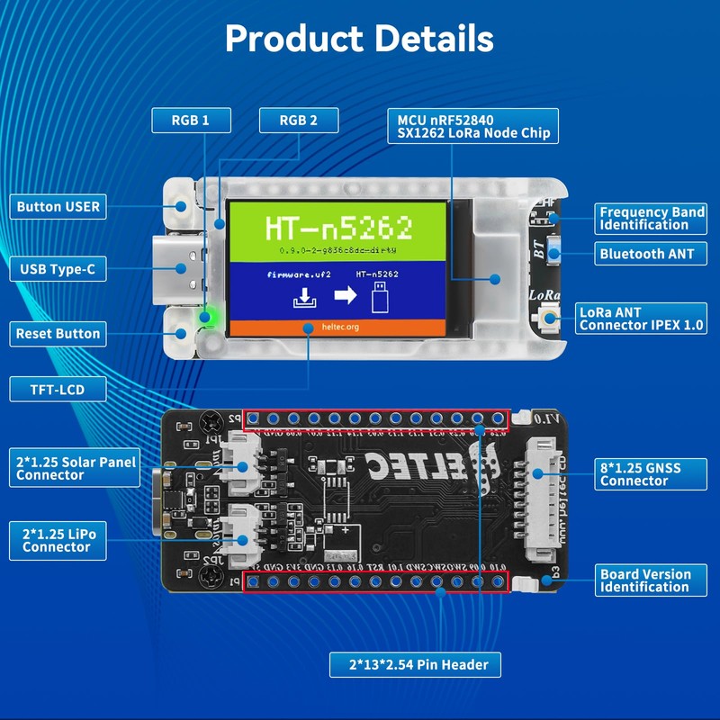 YELUFT Mesh Node T114 with Case & GPS Module, nRF52840