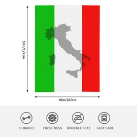 HGOD DESIGNS Italian Flag Throw Blanket Ultra Soft Warm All Seasons Italian Territory Contour Printed on Flag Decorative Fleece Blankets for Bed
