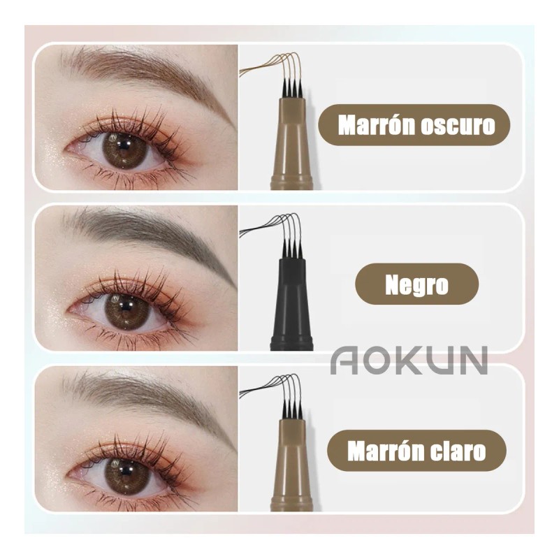 AOKUN 3pzs Delineado De Cejas 3d Lápiz DeCejas Con 4