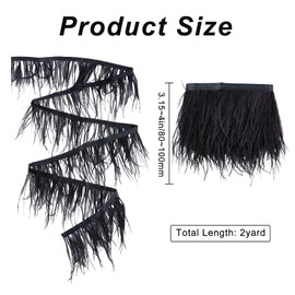 GORGECRAFT 4 Yard Feather Border Fringe Ostrich Feather Women's Clothing Strand Costume Accessories Natural Feathers Fringe Trim Ribbon for Sewing Dresses Decoration Wedding Decoration Black
