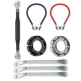 Pawfly Bike Spoke Wrenches, Bike Spoke Tool Kit with 3 Bicycle Tire Levers, Bicycle Spoke Wrench Tools, Bicycle Rim Truing Tool Set, Bike Rim Correct Kit, 8-Piece Bike Repair Tool Kit