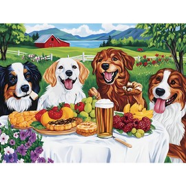 1000 Piece Puzzle for Adults Picnic Puppy Jigsaw Puzzles 1000 Pieces Reusable, Puzzles Fit for Family, Kids and Adults