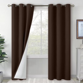 BGment Curtains for Living Room 84 inch Length 2 Panels Set, Blackout Curtains Thermal Insulated Bedroom Curtains Soundproof Window Curtain Drapes, Each Grommet Curtains 42 Inch Wide, Brown