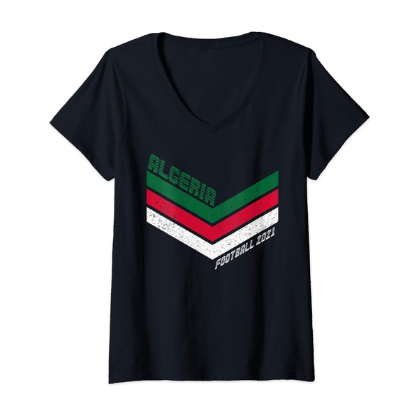 Femme Algérie Football Jersey 2021 Algérie Football T-Shirt avec Col en V