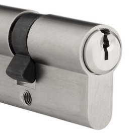 Rockwell Security 360 Degree European Profile Cylinder Lock Solid Brass Brushed Nickel Finish for Commercial and Residential Doors Fits 1 3/4 Inch Thick Door