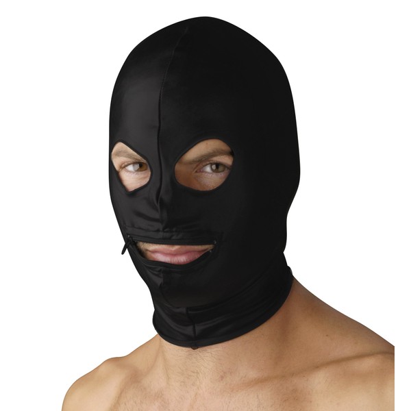 Strict Leather Spandex Zipper Mouth Hood with Eye Holes