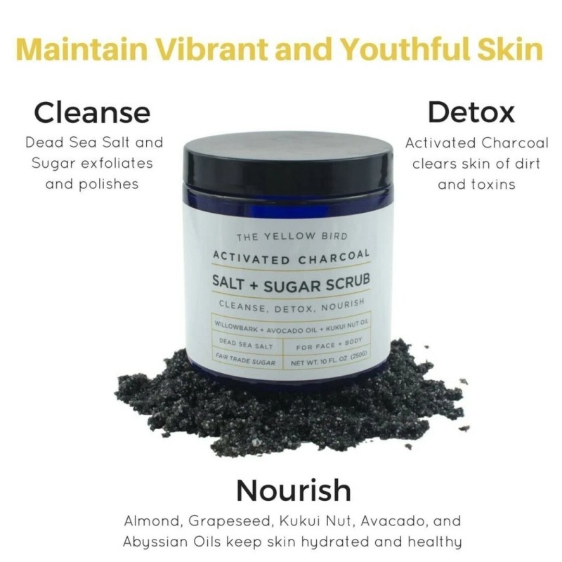 Nourish The Yellow Bird Activated Charcoal Salt + Sugar Scrub-