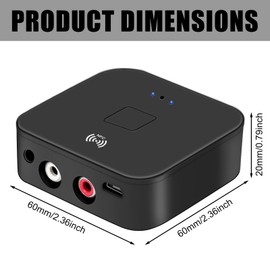 NFC Bluetooth 5.0 Empfänger, Bluetooth Audio Adapter für Stereoanlage, HiFi Wireless Audio Adapter Receiver mit 3.5mm AUX Cinch Buchse für Digitale Produkte mit Bluetooth/NFC-Funktion