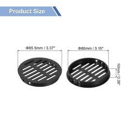 QUARKZMAN Round Soffit Ventilation 3 Inches, Pack of 8 Black Plastic 80 mm Soffit Ventilation Cover - Circular Ventilation Grille - Air Flows Easily for Bathroom, Office, Kitchen, Cupboard