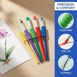 Toddler Paint Brushes Set Ergonomic Soft Grip for Kids Ages 2-4 and 4-8 Nylon Bristles Ideal for Watercolor Painting Comfortable Size for Toddlers 1-3