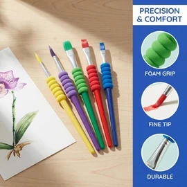 Toddler Paint Brushes Set Ergonomic Soft Grip for Kids Ages 2-4 and 4-8 Nylon Bristles Ideal for Watercolor Painting Comfortable Size for Toddlers 1-3