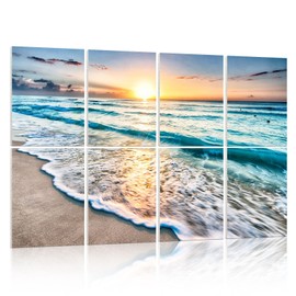 YPY Art Acoustic Panels Self Adhesive: Beach Wall Art Sound Proof Panel Decorative Acoustic Panels Acoustical Treatment for Recording Studio 8 Pack 12"x16"