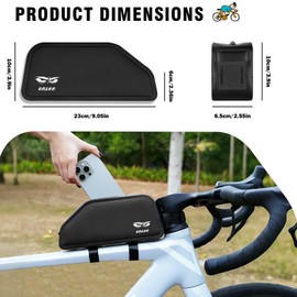 Bicycle Bag Frame Bag 1.5 L Top Tube Bag Bicycle Frame Waterproof TPU Nylon Bicycle Frame Bag for Road Bike Bicycle Accessories Bicycle Tool Bag for Mountain Bike Road Bikes 23 x 6.5 x 10 cm Black
