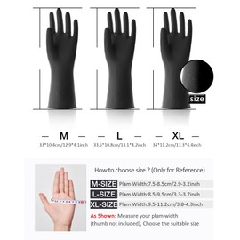 Alimat PluS Latex Gloves 3 Pack, Reusable Black Rubber Gloves for Laundry, Gardening (Large)